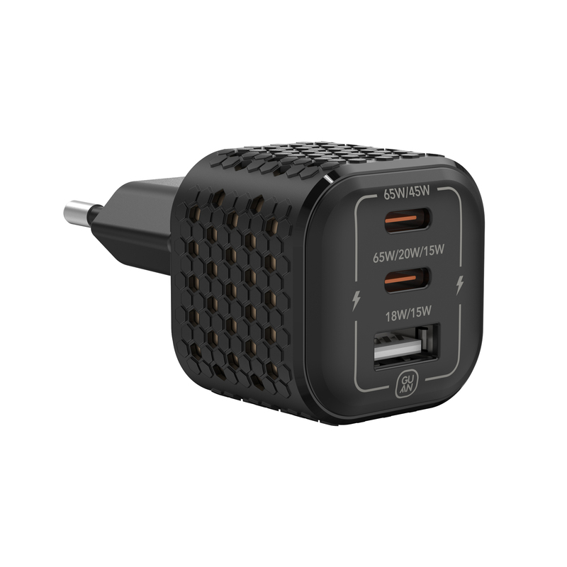 Ultra Compact 65W - 2C+1A GaN Mini Charger-BLACK-EU